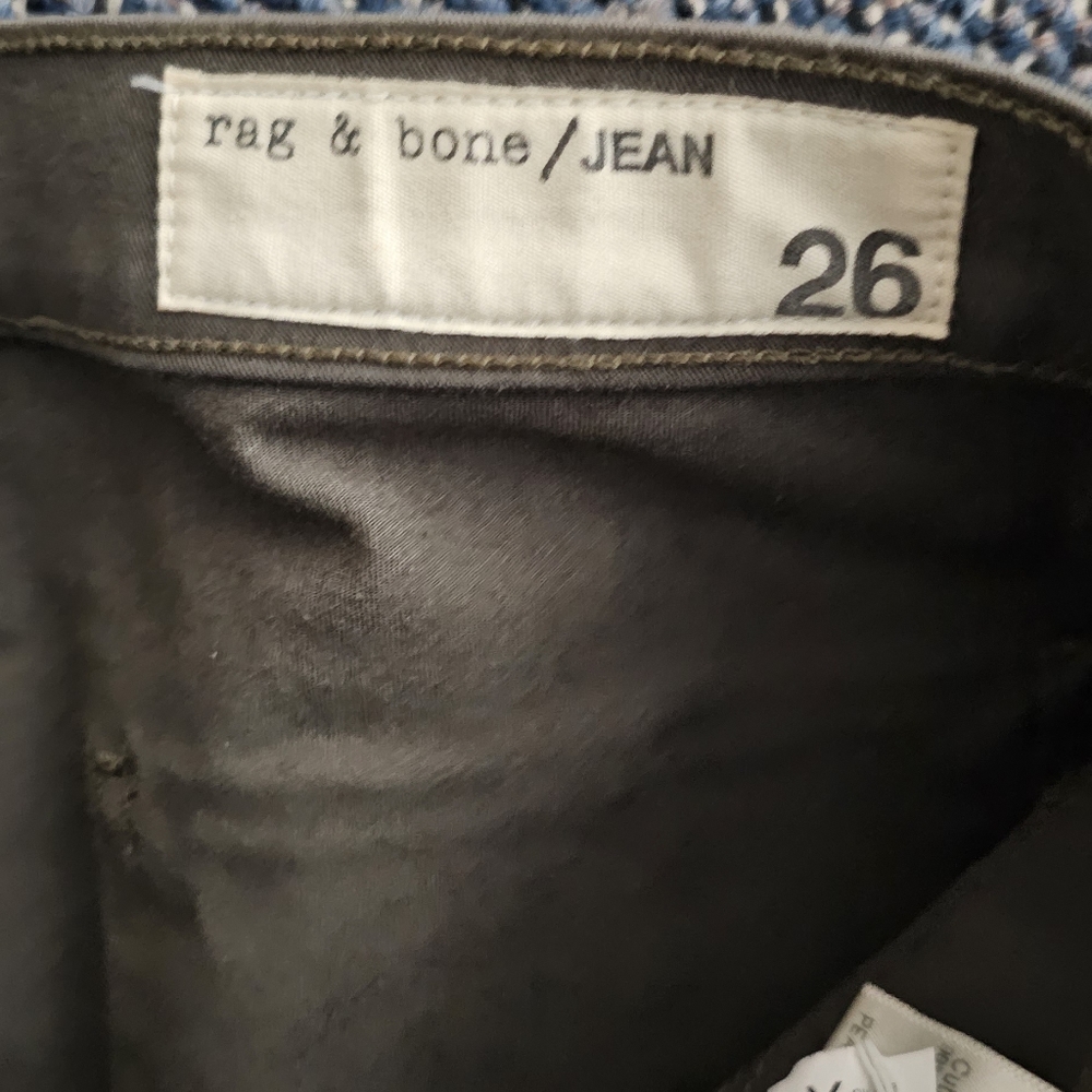rag & bone Halifax Leather-Panel Moto Jeans Size 26 Army Military Green New NWOT - Picture 4 of 10